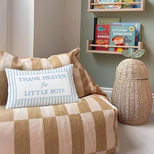 Thank Heaven for Little Boys 12x20 Pillow Cover, Boy Nursery Decor - Image 2