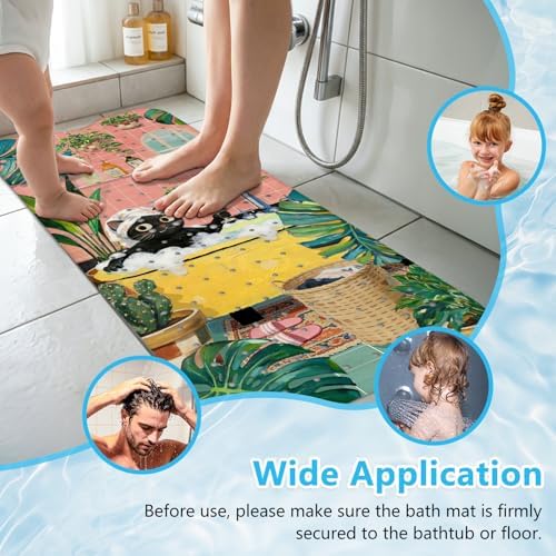 Cute Cat Bath Mat for Tub Non Slip, Machine Washable Cats Tub Mats - Image 6