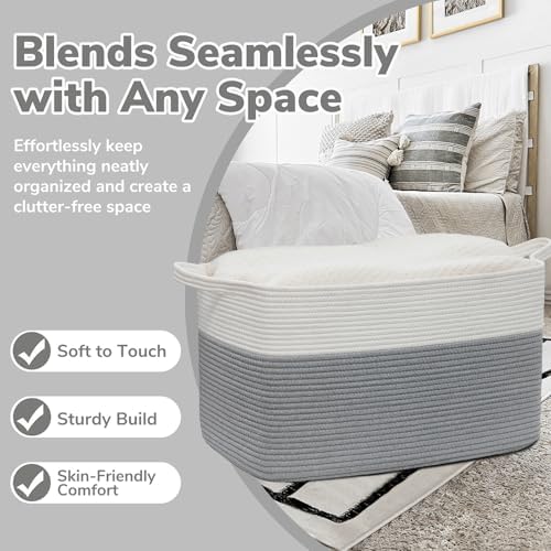 Goodpick 85L Large Woven Rope Blanket Basket - Image 5