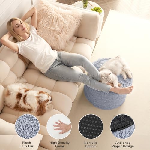 Hansleep Round Pouf Ottoman Foot Rest, 17 x 14 Inch - Image 5