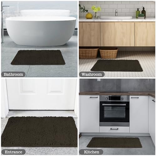 Yeaban Chocolate Brown Bathroom Rug 20"x32", Non-Slip Rubber Backing - Image 5