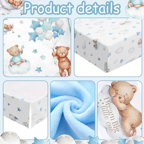 Mixweer 5 Pcs Crib Bedding Set Sheets Comforter Skirt - Image 4