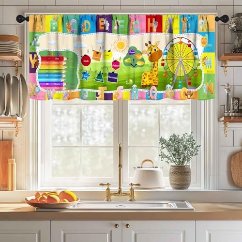 School Curtains Valance, Colorful Learning Tools Back to Classroom Short - Image 3
