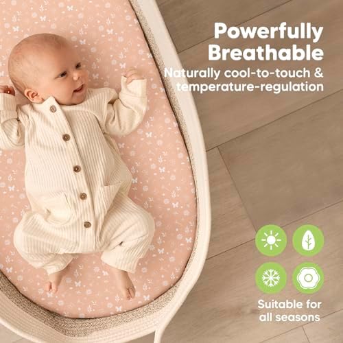 2-Pack Baby Bassinet Sheets Girl, 33x17 Bedside Sheets - Image 4