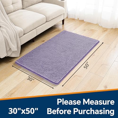 Chenille Bathroom Rug 30"x50" Lavender, Large Plush Bath Mat - Image 2