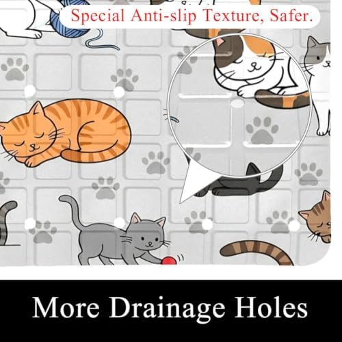 Bathtub Mat Non Slip 26.8x15.1In, Cute Cats Paws Bath Mat - Image 2
