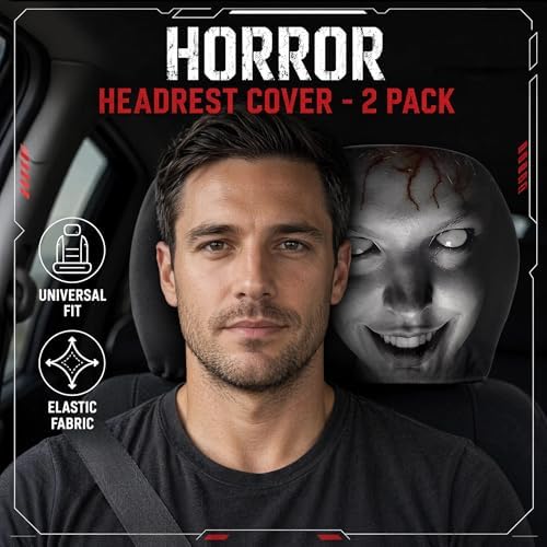 4 Pack Scary Headrest Covers for Cars, Upgraded Snug Fit Car Headrest Cover - Image 2