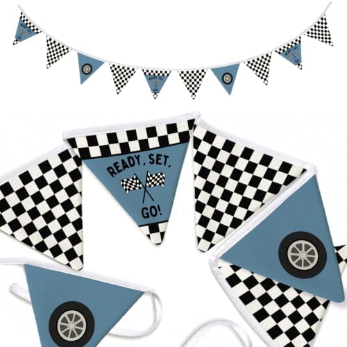 Race Car Room Decor Blue Racing Banner Ready Set Go Garland Flags by Unknown