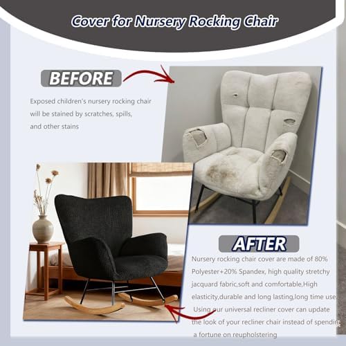 Nursery Rocking Chair Cover, Jacquard Stretch Cover - Image 4