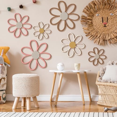 Thyle 6 Pcs Daisy Wall Decor Wooden Flower - Image 3