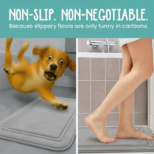 ITSOFT Memory Foam Bath Mat 59x23, Non Slip, Machine Washable, Quick Dry & - Image 4