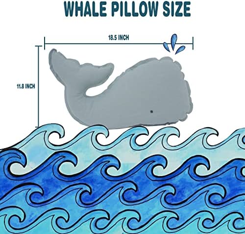 Marble Empire Whale Pillow Linen, Coastal Ocean Decorative Pillow - Image 4