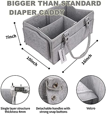 XUANGUO Large Baby Diaper Caddy Organizer, Felt Basket - Image 3