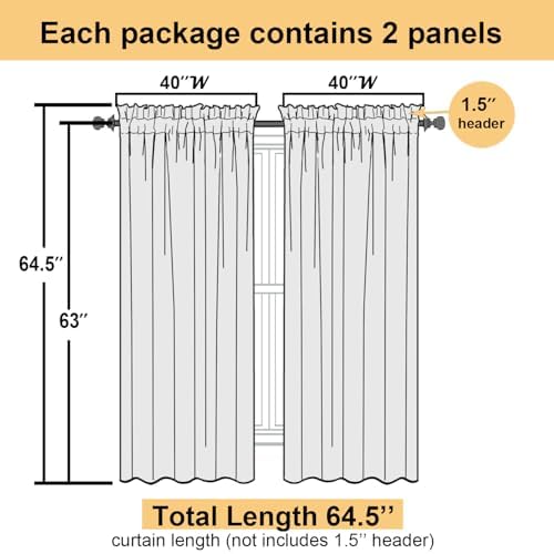 Lecloud Leia Dusty Blue Sheer Curtains 63 Inch Length 2 Panels, Light Filtering - Image 6