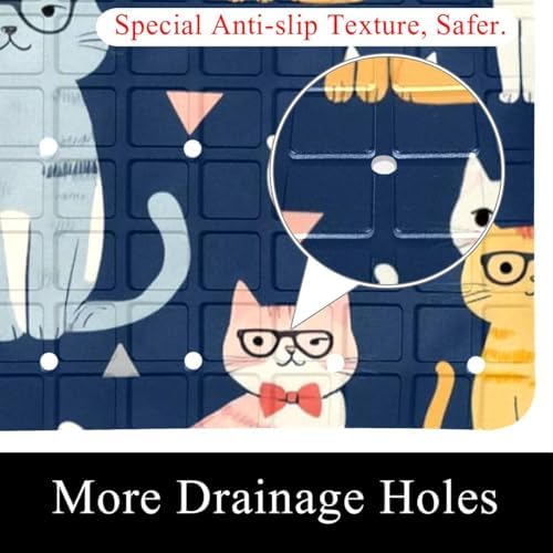 Shower Mat Non Slip, Sunglasses Cats Anti Slip Bath Mat - Image 2