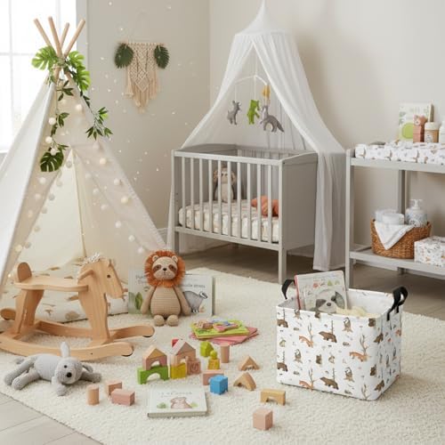 Kid Storage Basket Bear Deer Jungle Decor - Image 6