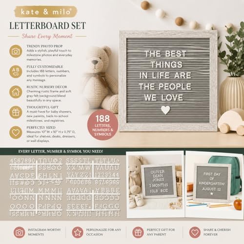 Kate & Milo 10" x 10" Rustic Gray Letterboard Set - Image 3