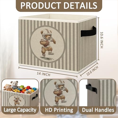 Rugby Football Bear Storage Bins Box - Image 6