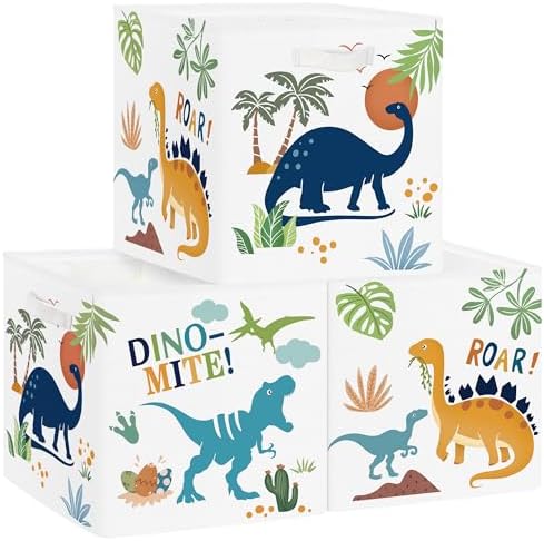 Clastyle 11.8" Dinosaur Storage Basket Set of 3 by Clastyle