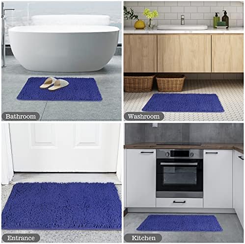 Yeaban Chenille Royal Blue Bathroom Rug 24"x36", Non-Slip Rubber Backing - Image 5