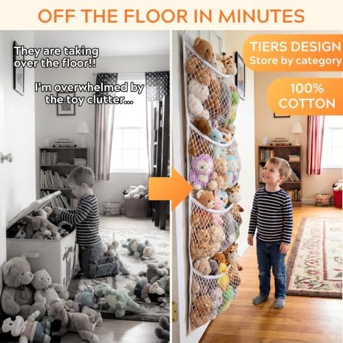 Ofiray-home Over The Door Stuffed Animal Storage, Cotton Toy Organizer - Image 2