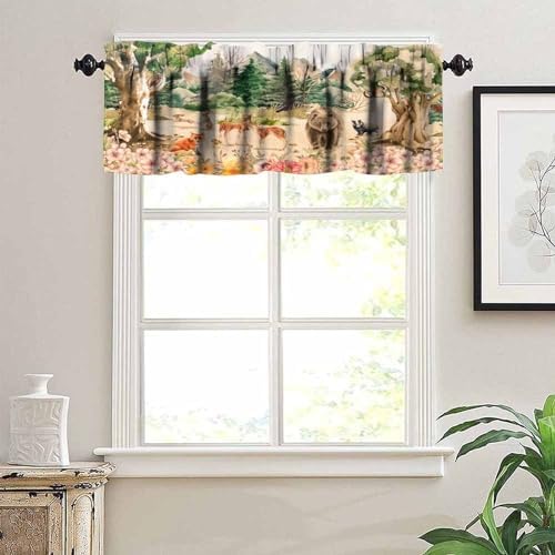 Forest Valance Curtain for Kitchen, Window Treatment Retro Mountain Forest - Image 5