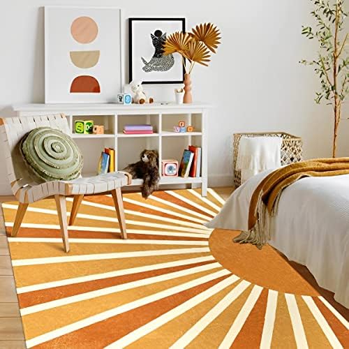 Lahome Yellow Rainbow Sun Washable Area Rug 6x9 - Image 5
