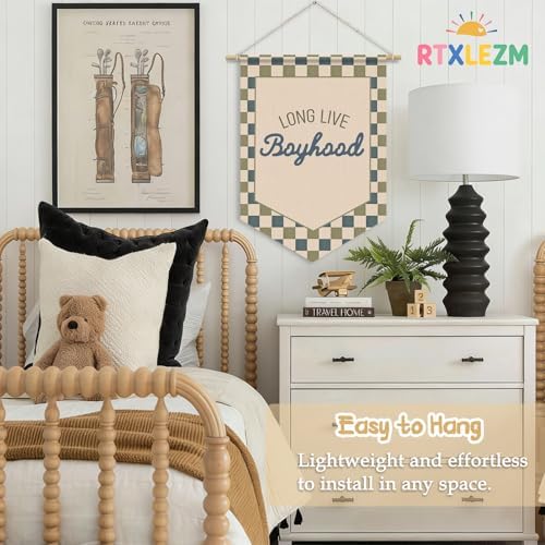 Boy Room Decor, Long Live Boyhood Nursery Wall Banner Pennants Flag - Image 5