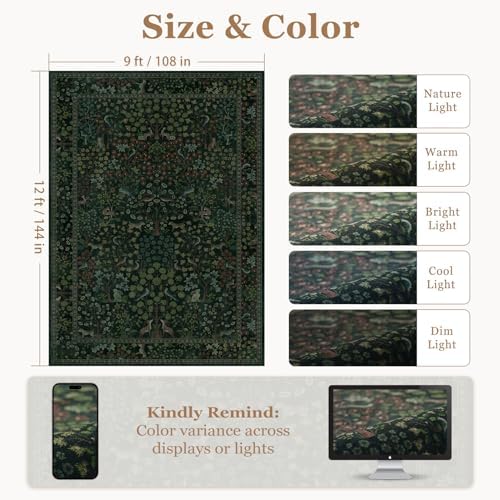 Whimsical Floral Animal Large 9x12 Rugs - Image 2