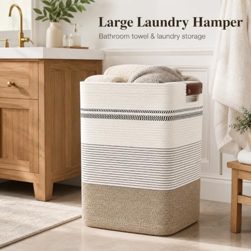 Laundry Hamper, Cotton Rope Laundry Basket - Image 2