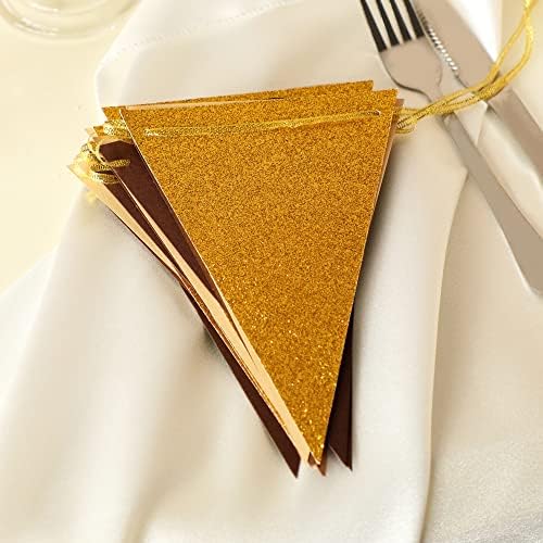 Fonder Mols Paper Pennant Party Decorations Coffee Brown Gold, Triangle Flags - Image 6