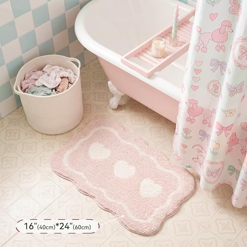 GRANNY SAYS Pink Bathroom Rug, Cute Scalloped Bath Mat - Image 5