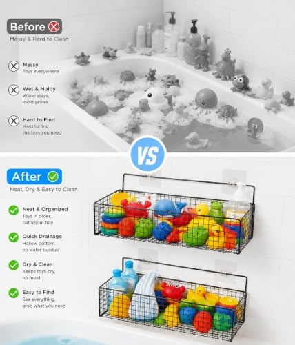 2 Pack Bath Toy Storage Organizer, Large Rustproof Metal Mesh Baskets - Image 5