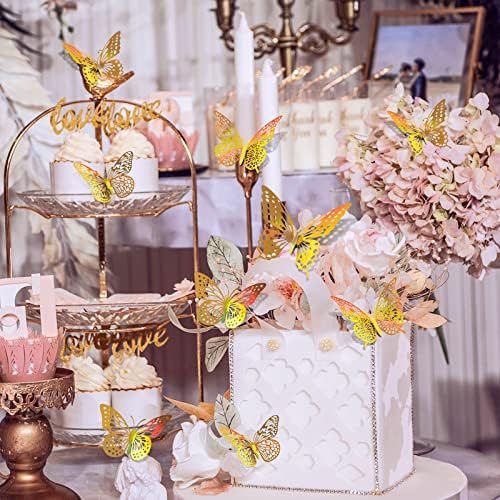 SAOROPEB 3D Butterfly Wall Decor 48 Pcs Laser Gold Butterfly Decorations - Image 6