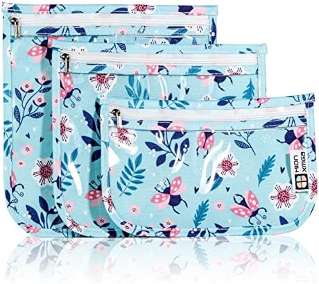HIONXMGA Set of 3 Clear Travel Toiletry Bag, TSA Approved, Quart Size S/M/L by HIONXMGA
