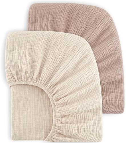Bearmoss Muslin Crib Sheets 100% Cotton Baby Crib Sheets Fitted by Bearmoss