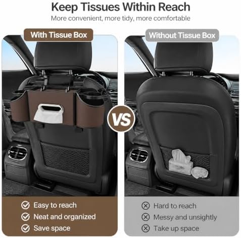 Back Seat Car Organizer, 2 Cup Holders, Tissue Holder, Phone Stand & Hooks - Image 4