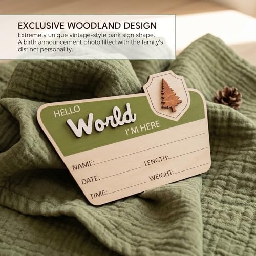 Adventure Hello World I'm Here Sign, Wooden Retro Birth Announcement Prop - Image 7