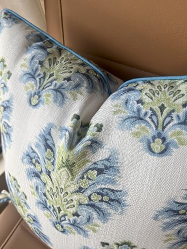 Blue Green Damask Medallion 18x18 Throw Pillow Cover - Image 4