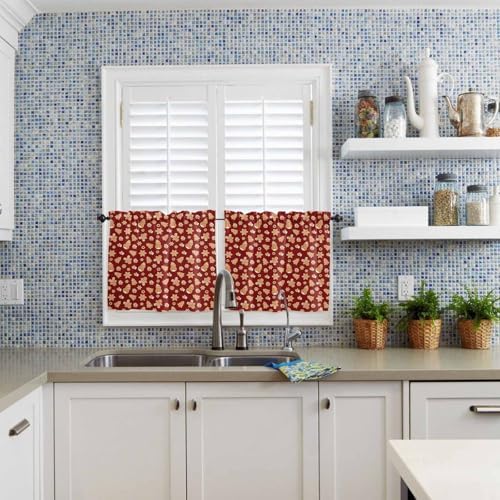 Christmas Valance Kitchen Curtains Set, Winter Holiday Decor Short Window - Image 5