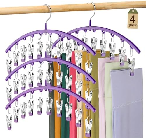 Volnamal Legging Organizer for Closet, 4 Pack Metal Yoga Pants Hanger-Purple by Volnamal