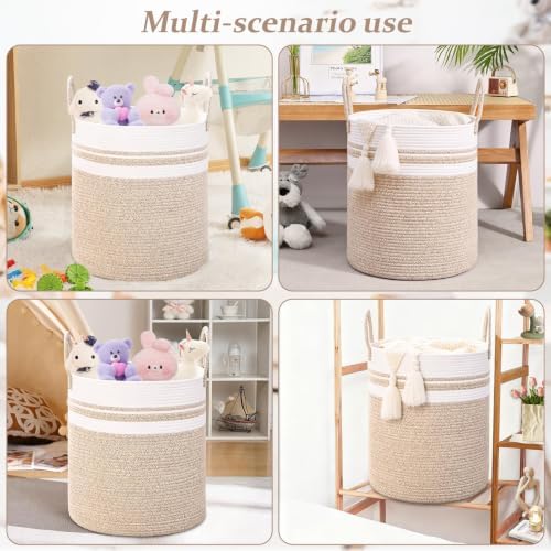 Laundry Hamper for Organizing, 52L Large Laundry Baskets, Cotton Rope Woven - Image 5