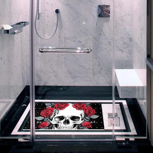 Bathtub Mat Non Slip 26.8x15.1In, Skull Rose Bath Mat - Image 5