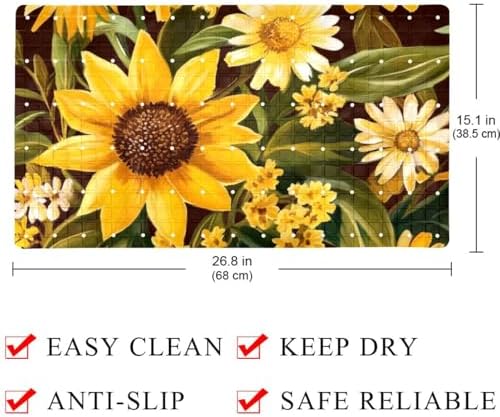 Bathtub Mat Non Slip 26.8x15.1 Inch, Sunflowers Shower Mat - Image 4