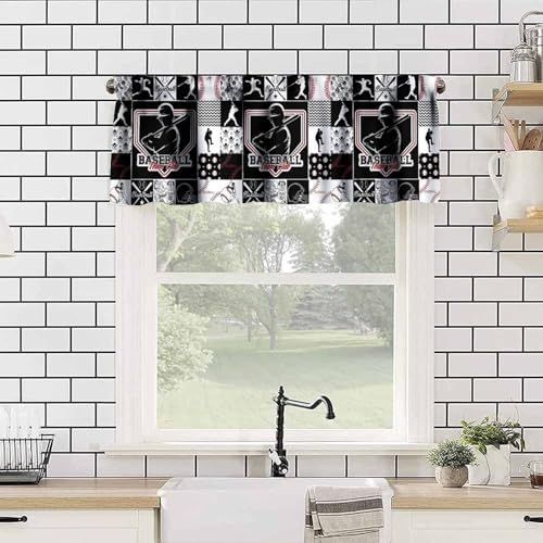 Sports Valance Curtains Boys Teens Baseball Ball Game Patchwork Print Window - Image 4