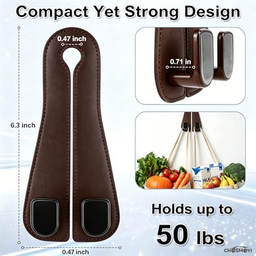 2 Pack Leather Car Headrest Hooks, Heavy Duty Double Car Hooks - Image 2