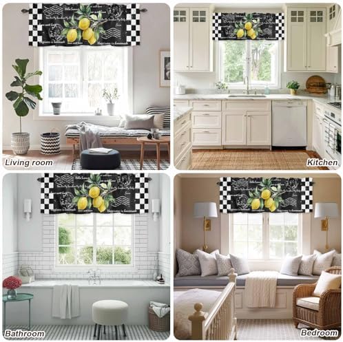 Valance Curtains for Kitchen Window, Summer Tropical Lemon Rod Pocket Valances - Image 5