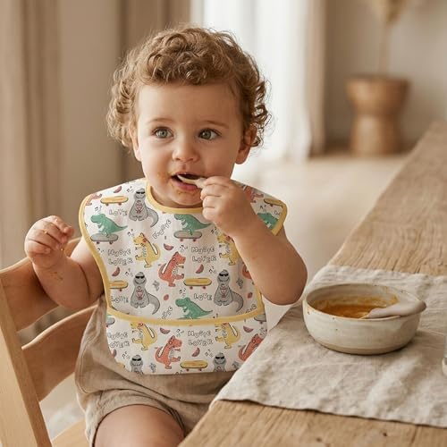 3 Pack Waterproof Baby Bibs for Eating, Mess Proof Feeding Bib - Image 2