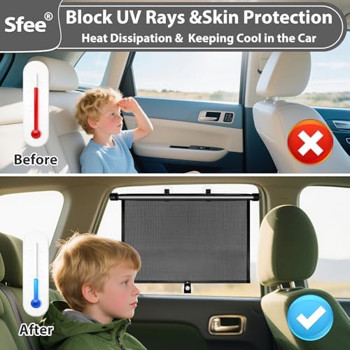 Sfee Car Window Shades for Baby-2 Pack Retractable Side Window Car Sun Shade - Image 4
