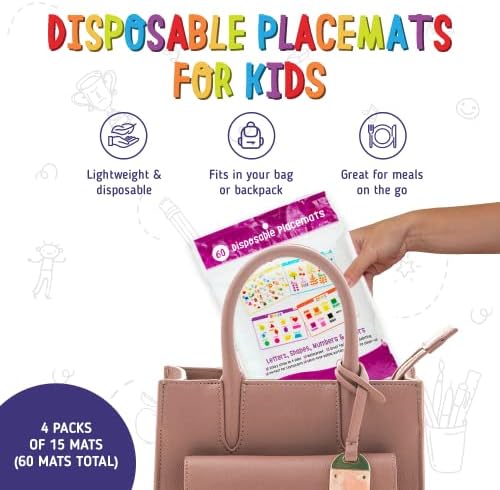 Merka Disposable Placemats for Baby and Toddlers 12" x 18", 60 Pack Stick-on - Image 2